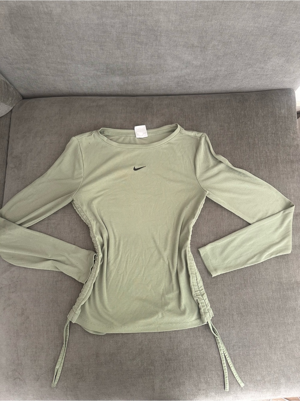 Nike Light Sage Green Long Sleeve Ruched Side Top
